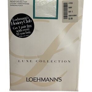 Vintage Loehmann's Luxe Collection Silken Sheer Pantyhose Ivory Size C #17033